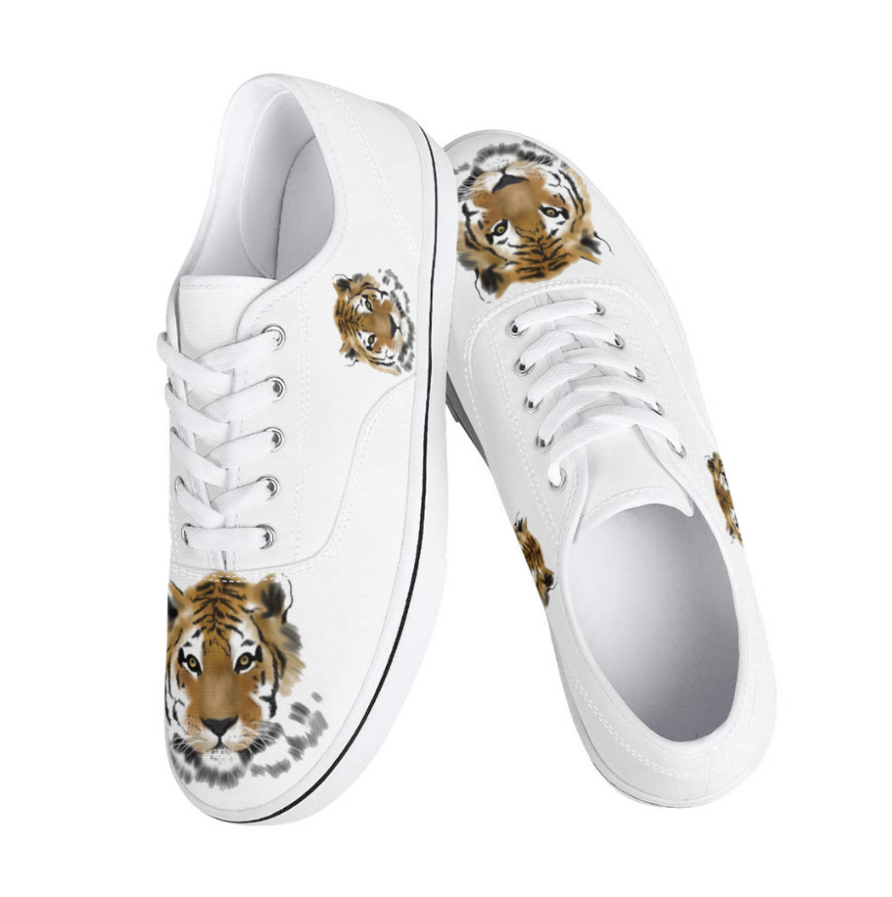 Realistic Tiger Portrait Canvas Sneakers